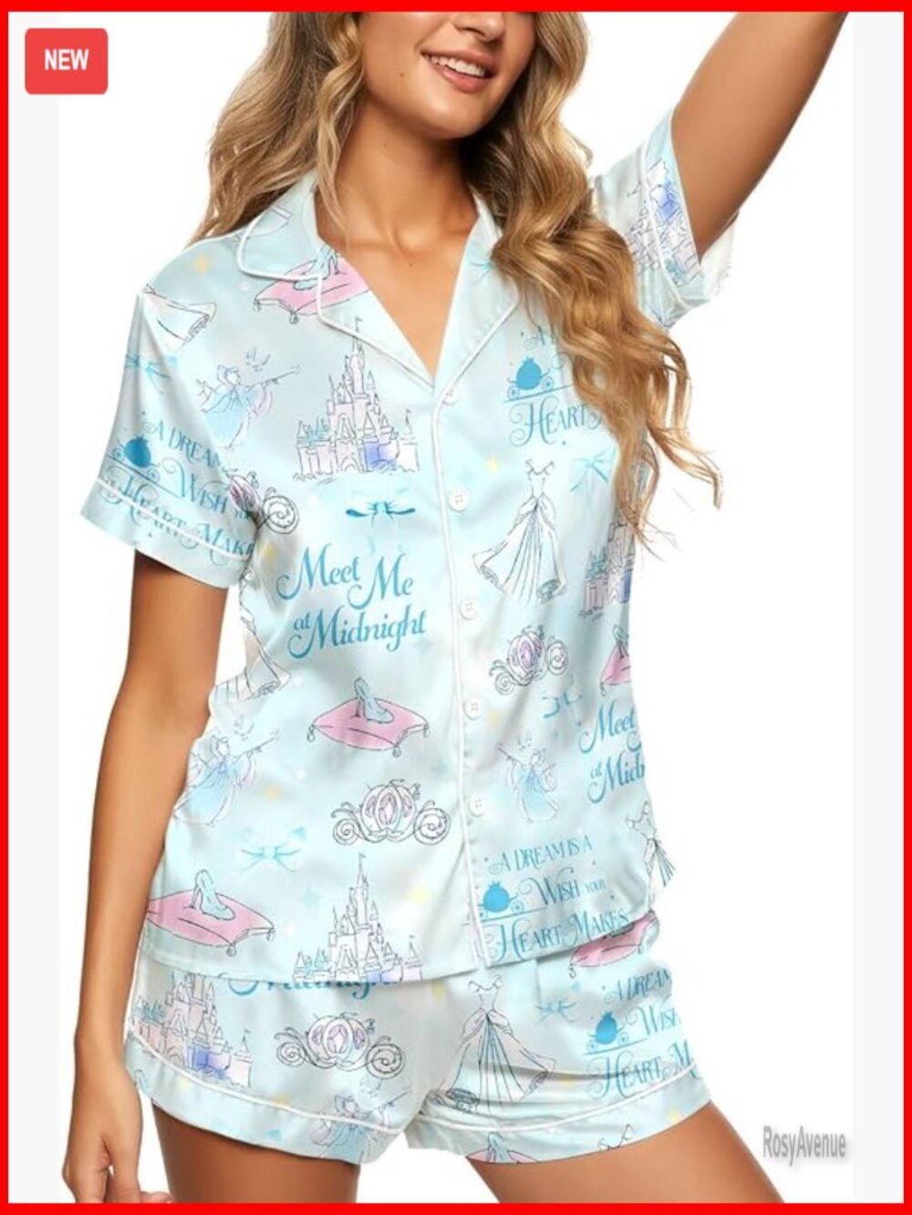 Womens Silky Satin Pajama Set Short Sleeve Button Down 2 Piece Sleepwear